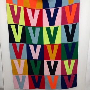 BaubleBar Squared Up Throw Blanket Letter V Pattern